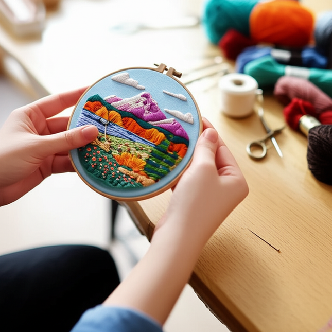 Embroidery Starter Kits for Adults Beginners with Stamped Pattern, Embroidery Floss + Needles + Hoop, Cactus Series - gallery 1