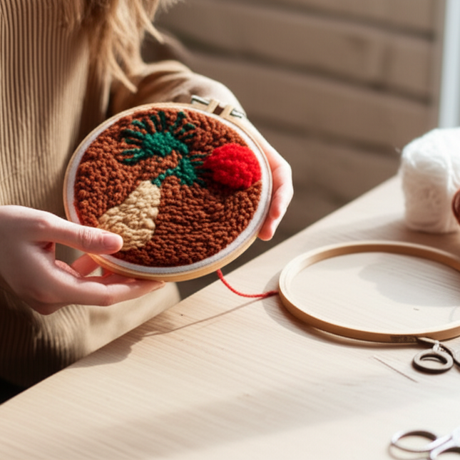Diy Punch Needle Embroidery Starter Kits For Beginner Leaves Pattern Funny Easy Yarn Painting Arts DIY Needlework Set Sewing Kit - gallery 1