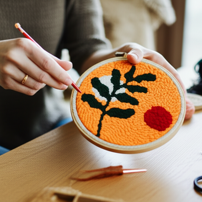 Diy Punch Needle Embroidery Starter Kits For Beginner Leaves Pattern Funny Easy Yarn Painting Arts DIY Needlework Set Sewing Kit - gallery 1