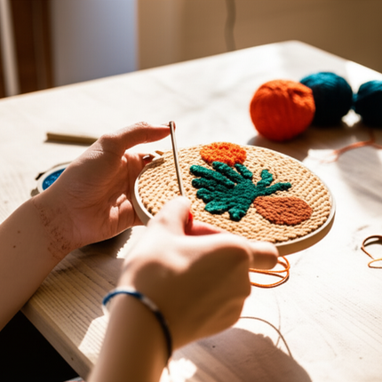 Diy Punch Needle Embroidery Starter Kits For Beginner Leaves Pattern Funny Easy Yarn Painting Arts DIY Needlework Set Sewing Kit - gallery 1