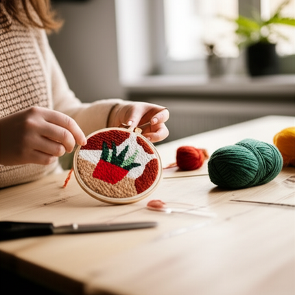 Diy Punch Needle Embroidery Starter Kits For Beginner Leaves Pattern Funny Easy Yarn Painting Arts DIY Needlework Set Sewing Kit - gallery 1