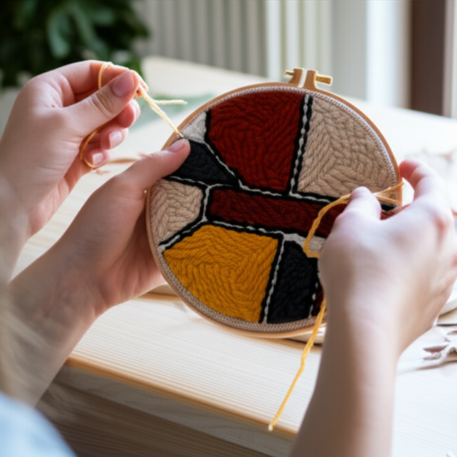 Diy Punch Needle Embroidery Starter Kits For Beginner Leaves Pattern Funny Easy Yarn Painting Arts DIY Needlework Set Sewing Kit - gallery 1