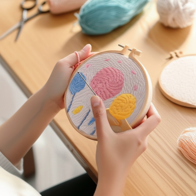 Punch Needle Embroidery Starter Kits Flowers Magic Needle For Embroidery Tool Set Embroidery Fabric Yarn Kit Home Decor - gallery 1