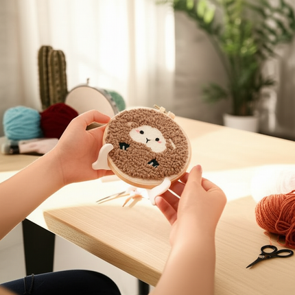 DIY Punch Needle Kits for Beginners Cute Animal with Hoop Embroidery Punch Needle Tool for Art Crafts Handmade Cross stitch kits - gallery 1