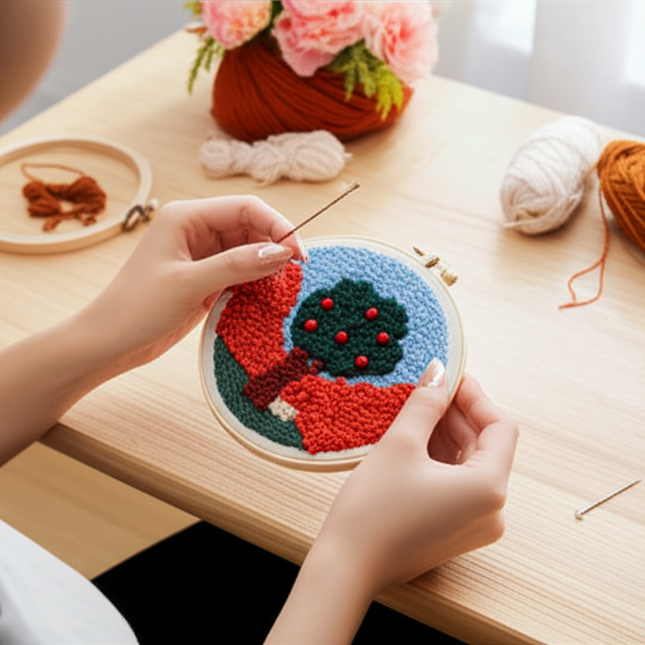 DIY Punch Needle Kits for Beginners Cute Animal with Hoop Embroidery Punch Needle Tool for Art Crafts Handmade Cross stitch kits - gallery 1