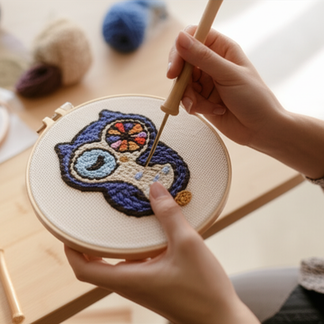 20x20cm DIY Punch Needle Kit for Adults Beginners Set Dog with Daisy Flower Punch Stitch Embroidery Kit Art Craft for Home Decor - gallery 1