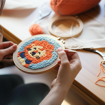 20x20cm DIY Punch Needle Kit for Adults Beginners Set Dog with Daisy Flower Punch Stitch Embroidery Kit Art Craft for Home Decor - gallery 1