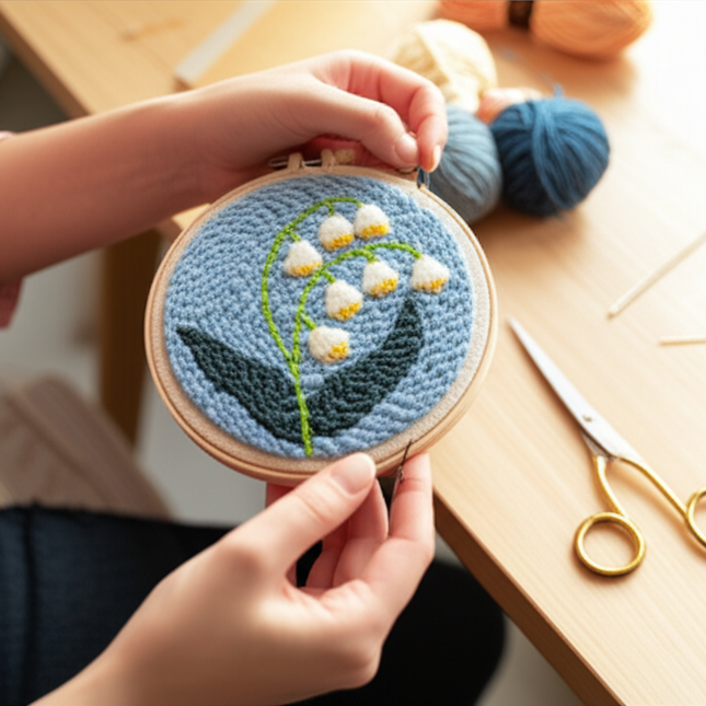 Punch Needle Embroidery for Beginner Cross Stitch Starter Kits Scenery Threader Fabric Embroidery Hoop Yarn Rug Hooking Tool Set - gallery 1
