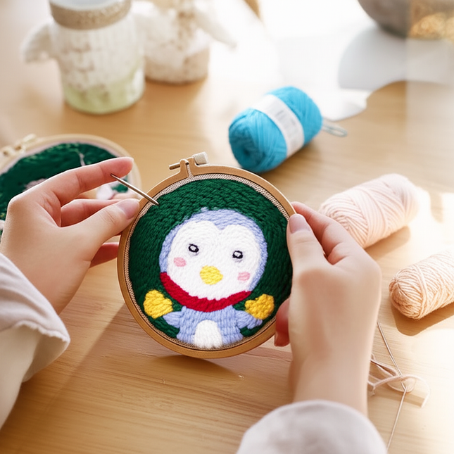 DIY Craft Punch Needle Embroidery Kits Rug for Starter Kits with Stamped Color Pattern Package Yarn and Embroidery Needle Pen - gallery 1