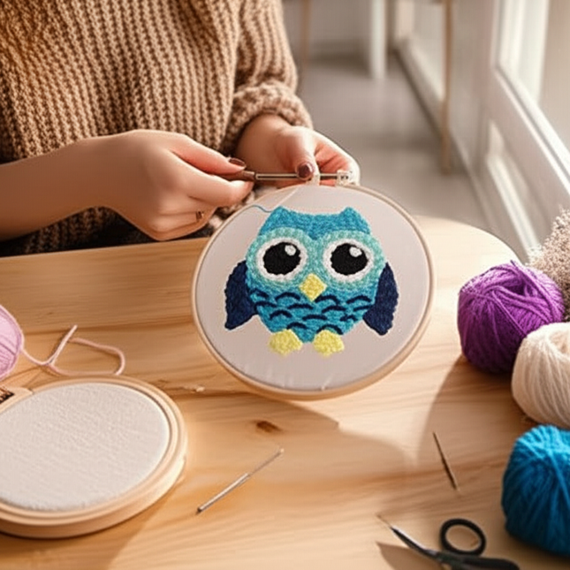 DIY Craft Punch Needle Embroidery Kits Rug for Starter Kits with Stamped Color Pattern Package Yarn and Embroidery Needle Pen - gallery 1