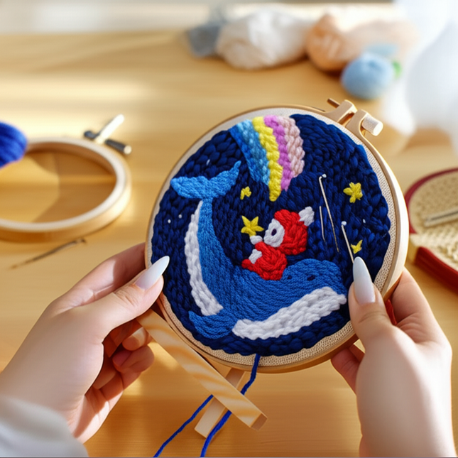 DIY Craft Punch Needle Embroidery Kits Rug for Starter Kits with Stamped Color Pattern Package Yarn and Embroidery Needle Pen - gallery 1