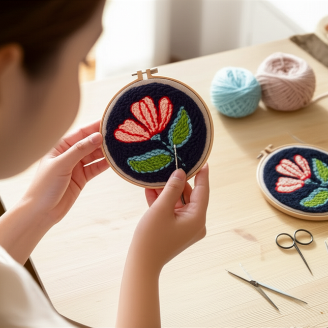 punch needle embroidery Flower Package Diy Embroidery Magic Pock Start Set Handmade Art Punch Needle Kit Sewing Home Decor - gallery 1