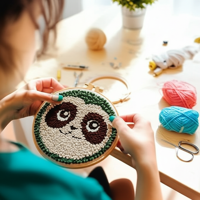 GATYZTORY DIY Craft punch needle embroidery frame animal diy kit Cross stitch set Yarn Sewing accessories Needlework DIY Gift - gallery 1