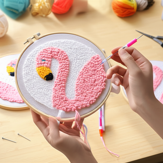 DIY Punch Needle Embroidery Kits For Starter Kits With Animal Pattern Stamped Color Cross Stitch Yarn For Adults Children Craft - gallery 1