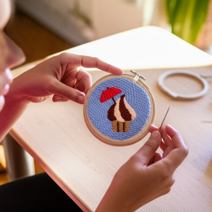 Easy Punch Needle Embroidery Kits for Beginners Adults Magic Needle Embroidery Set Soft Yarn Cute Ice Cream Needlework Set - gallery 1