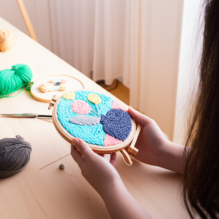 DIY Punch Needle Embroidery Kit with Yarn Floral Pattern Starter Kit Magic Tufting Set Poking Cross Stitch Tools For Knitting - gallery 1