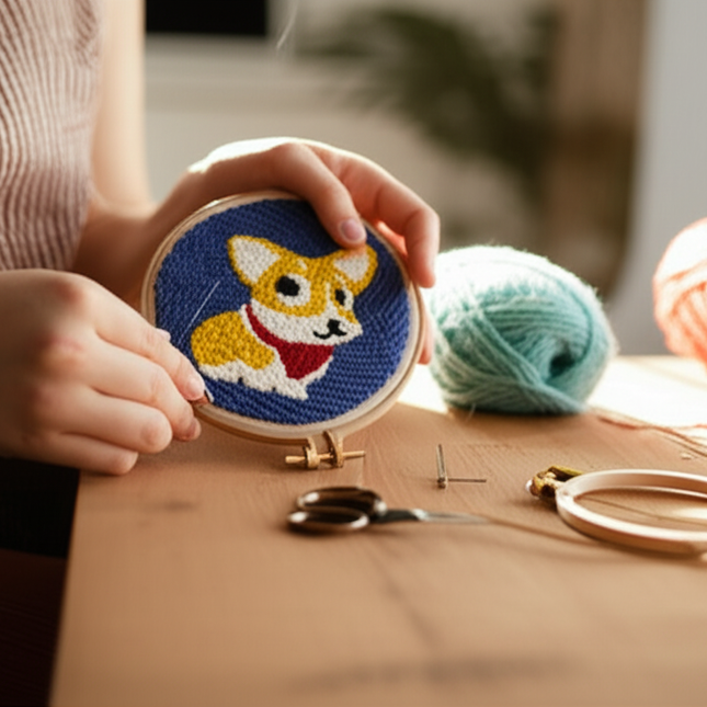 Punch Needle Kits for Beginners Adults Embroidery Punch Needle Starter Art Crafts Tools Animal Cute Dog DIY Gift for Women - gallery 1