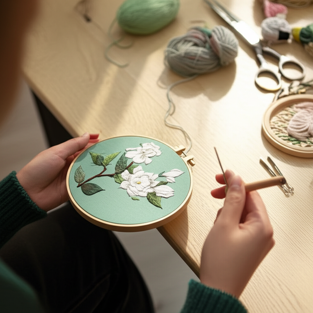 Flower Heart Embroidery Kit for Beginners with Pattern and Instructions Threads and Needles,Needlepoint Kit for Adults - gallery 1
