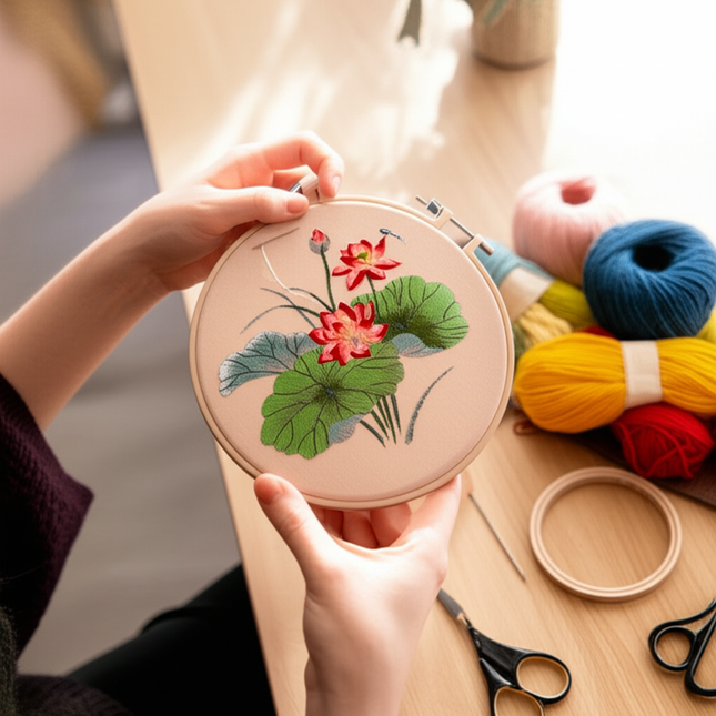 Flower Heart Embroidery Kit for Beginners with Pattern and Instructions Threads and Needles,Needlepoint Kit for Adults - gallery 1