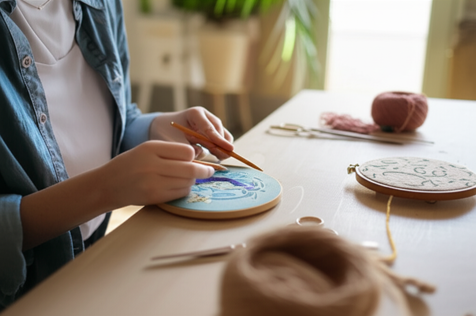 Flower Heart Embroidery Kit for Beginners with Pattern and Instructions Threads and Needles,Needlepoint Kit for Adults - gallery 1