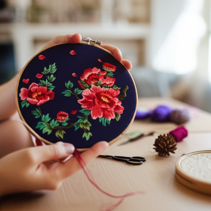 Flower Heart Embroidery Kit for Beginners with Pattern and Instructions Threads and Needles,Needlepoint Kit for Adults - gallery 1