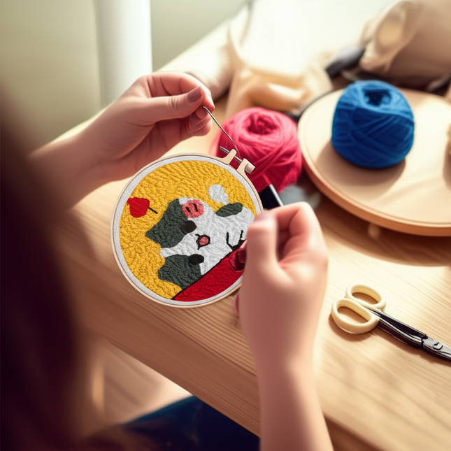 20x20cm Punch Needle Embroidery Starter Kits For Beginners Punch Needle Embroidery Hoops Flowers  Animals Picture Diy Crafts - gallery 1