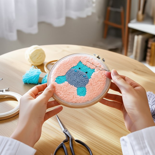 GATYZTORY punch needle embroidery set Cute animals Diy Crafts Sewing kit Embroidered patches Yarn Stitch embroidery and creativ - gallery 1