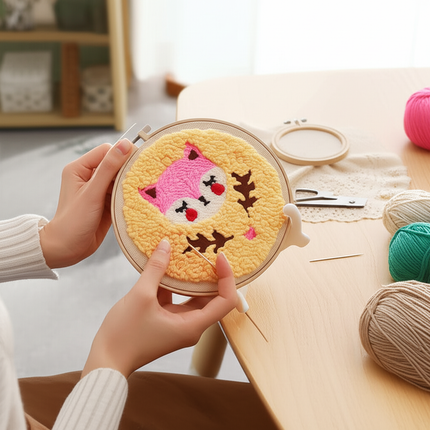 GATYZTORY punch needle embroidery set Cute animals Diy Crafts Sewing kit Embroidered patches Yarn Stitch embroidery and creativ - gallery 1