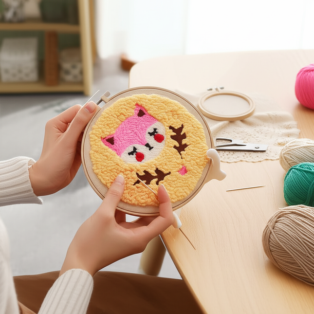 GATYZTORY punch needle embroidery set Cute animals Diy Crafts Sewing kit Embroidered patches Yarn Stitch embroidery and creativ - gallery 1