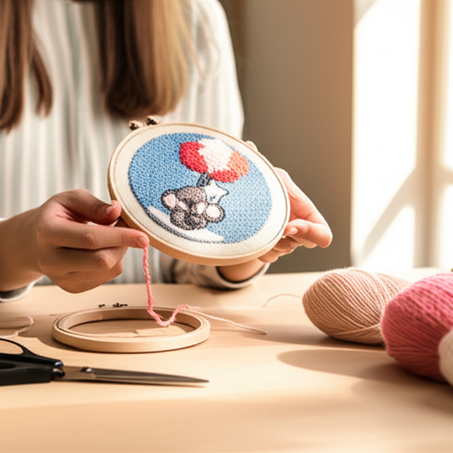 GATYZTORY punch needle embroidery set Cute animals Diy Crafts Sewing kit Embroidered patches Yarn Stitch embroidery and creativ - gallery 1