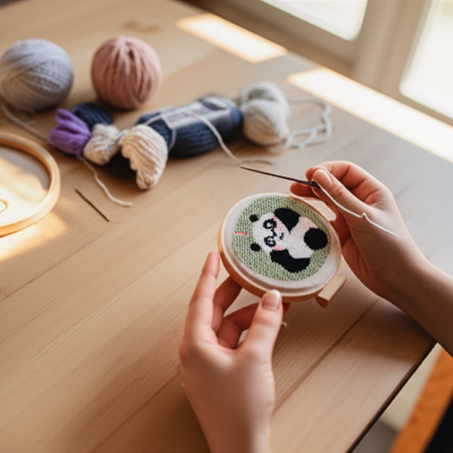 GATYZTORY punch needle embroidery kit for beginners panda Picture For Handiwork Hobby diy kit adult crafts embroidery hoop Gift - gallery 1