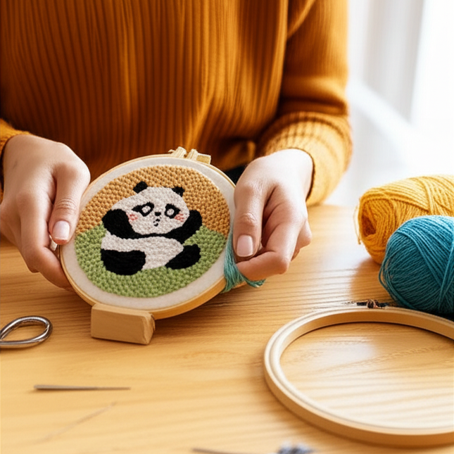 GATYZTORY punch needle embroidery kit for beginners panda Picture For Handiwork Hobby diy kit adult crafts embroidery hoop Gift - gallery 1