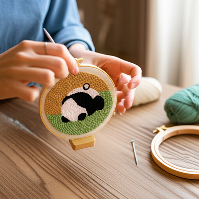 GATYZTORY punch needle embroidery kit for beginners panda Picture For Handiwork Hobby diy kit adult crafts embroidery hoop Gift - gallery 1