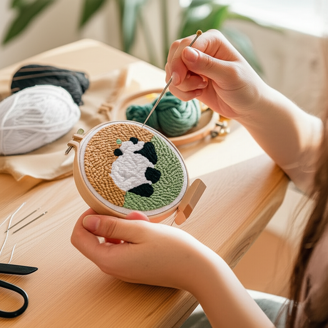 GATYZTORY punch needle embroidery kit for beginners panda Picture For Handiwork Hobby diy kit adult crafts embroidery hoop Gift - gallery 1