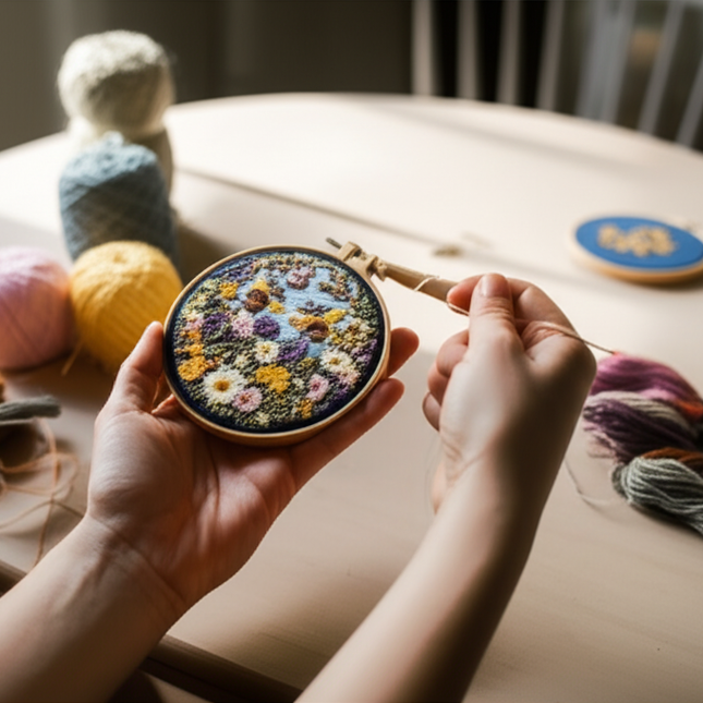 Flower Bee Embroidery Kit for Adult Cross Stitch Set for Hand with Animal Patterns and Instructions DIY with Threads and Needles - gallery 1
