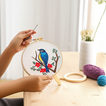 Chinese Wind Bird Flower Pattern Embroidery Kit with Instruction Needle Cloth with Pattern for DIY Craft Kit Home Decor - gallery 1