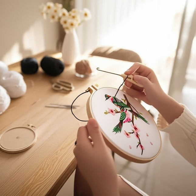 Chinese Wind Bird Flower Pattern Embroidery Kit with Instruction Needle Cloth with Pattern for DIY Craft Kit Home Decor - gallery 1