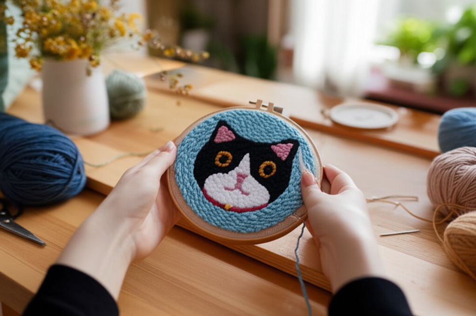 Punch Needle Embroidery Starter Kit Punch Needle Kits Cartoon Animal Pattern Craft Painting Cross Stitch Beginner Kits For Adult - gallery 1