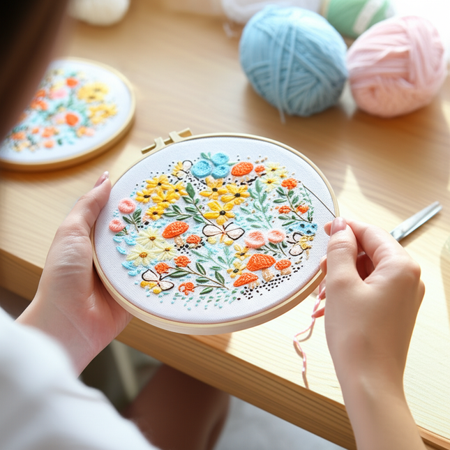 Flower Embroidery Kit with Instructions Needles Thread Cross Stitch Kit for Beginner Floral Kit DIY Craft Home Decor - gallery 1