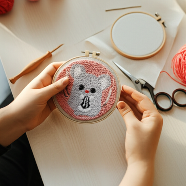 Lovely Yarn Animal Punch Needle Embroidery Kit with Yarn for Beginners DIY Needlework Wool Work Decorative Paintings Home Decor - gallery 1