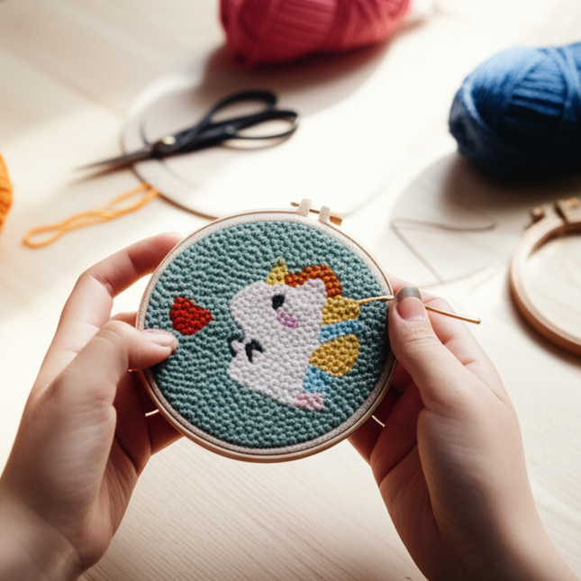 Lovely Yarn Animal Punch Needle Embroidery Kit with Yarn for Beginners DIY Needlework Wool Work Decorative Paintings Home Decor - gallery 1