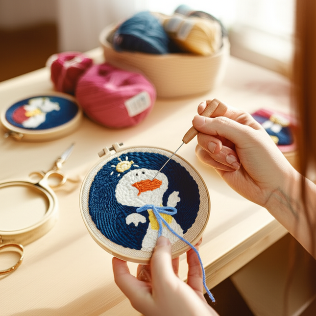 Lovely Yarn Animal Punch Needle Embroidery Kit with Yarn for Beginners DIY Needlework Wool Work Decorative Paintings Home Decor - gallery 1