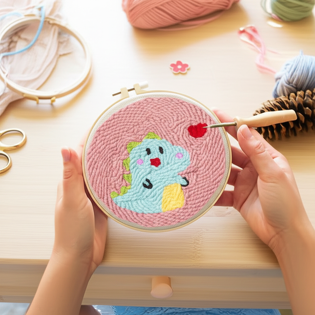 Lovely Yarn Animal Punch Needle Embroidery Kit with Yarn for Beginners DIY Needlework Wool Work Decorative Paintings Home Decor - gallery 1
