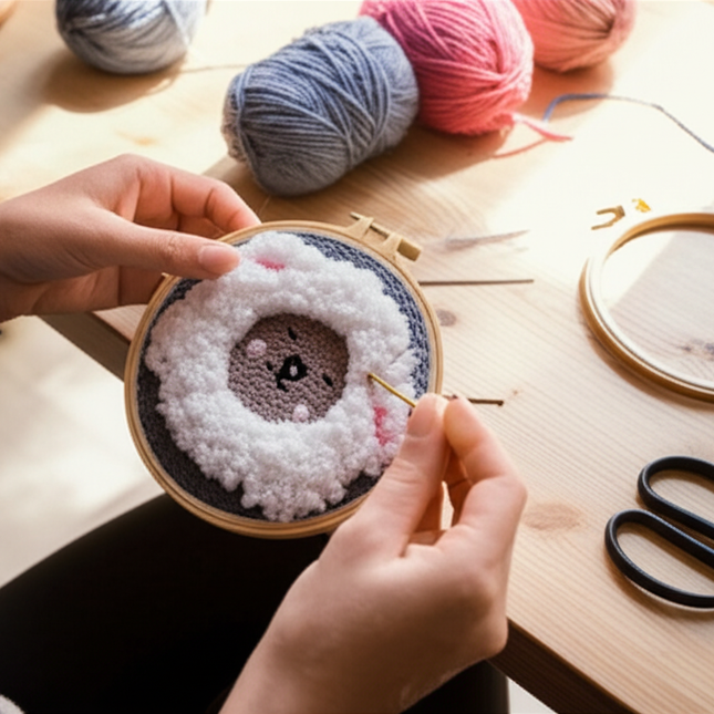 Lovely Yarn Animal Punch Needle Embroidery Kit with Yarn for Beginners DIY Needlework Wool Work Decorative Paintings Home Decor - gallery 1