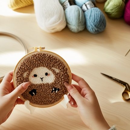Lovely Yarn Animal Punch Needle Embroidery Kit with Yarn for Beginners DIY Needlework Wool Work Decorative Paintings Home Decor - gallery 1