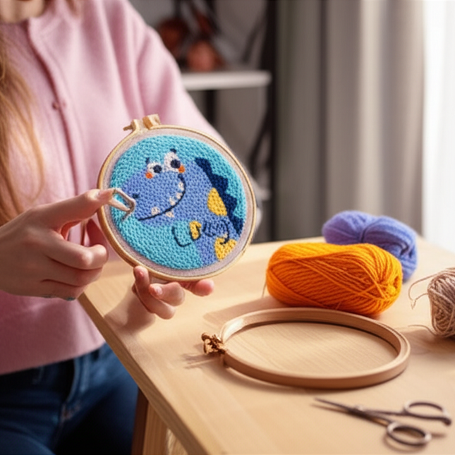 Lovely Yarn Animal Punch Needle Embroidery Kit with Yarn for Beginners DIY Needlework Wool Work Decorative Paintings Home Decor - gallery 1