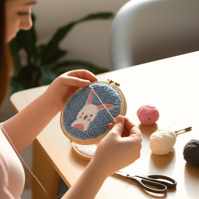 Lovely Yarn Animal Punch Needle Embroidery Kit with Yarn for Beginners DIY Needlework Wool Work Decorative Paintings Home Decor - gallery 1