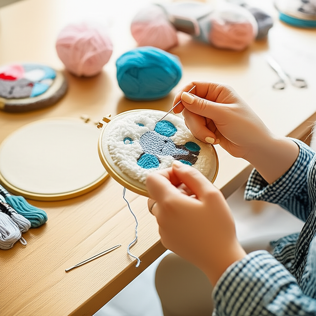 Lovely Yarn Animal Punch Needle Embroidery Kit with Yarn for Beginners DIY Needlework Wool Work Decorative Paintings Home Decor - gallery 1