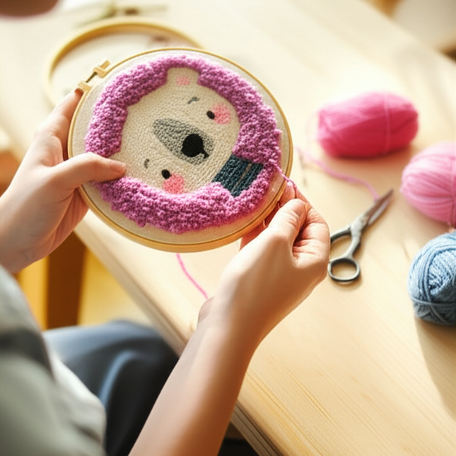 Lovely Yarn Animal Punch Needle Embroidery Kit with Yarn for Beginners DIY Needlework Wool Work Decorative Paintings Home Decor - gallery 1