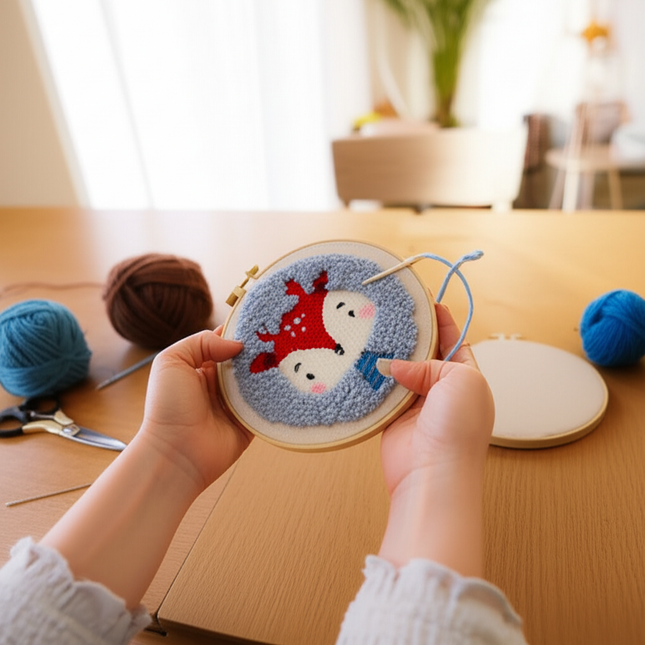 Lovely Yarn Animal Punch Needle Embroidery Kit with Yarn for Beginners DIY Needlework Wool Work Decorative Paintings Home Decor - gallery 1